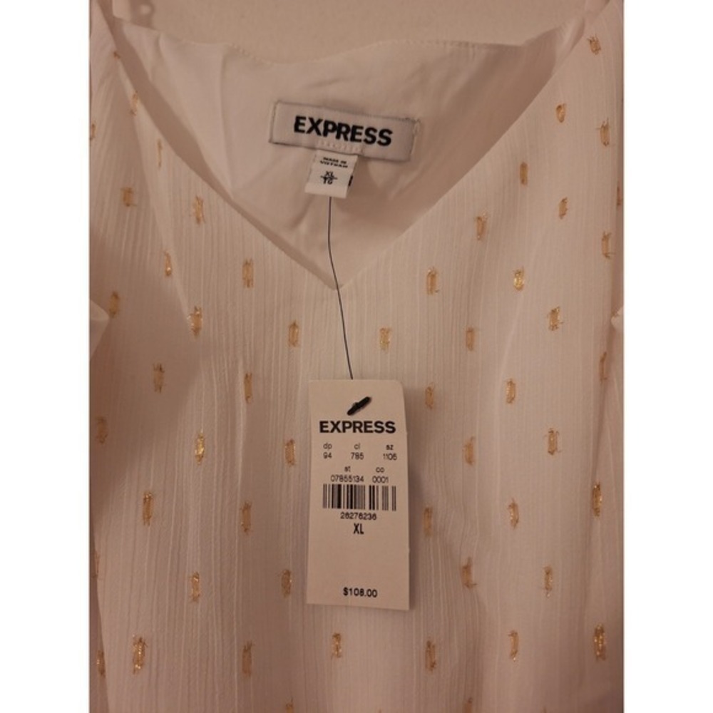 New with Tags Express Women's White Dress With Gold Accents